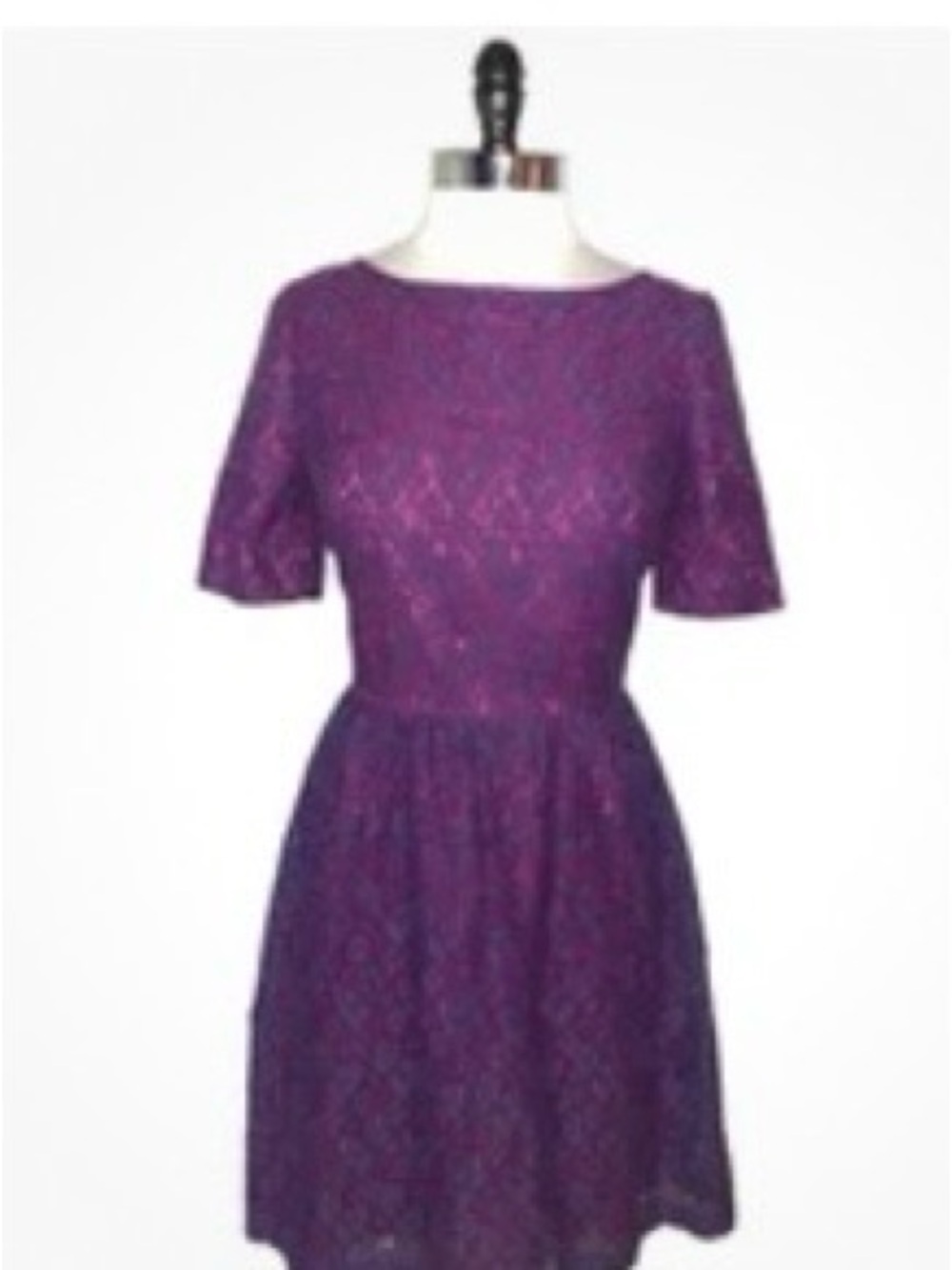 Adrianna Papell Plum Lace Fit-and-Flare Midi Dress